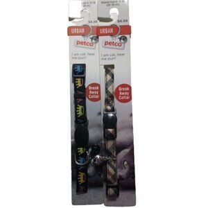 🛒 $9 2 pack Cat Breakaway Collars Plaid & Rainbow Crowns #2330